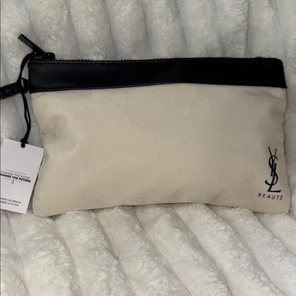 Yves Saint Laurent Handbags - Yves Saint Laurent Black and Cream Cosmetic Bag